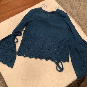 Denim top with cut out floral design